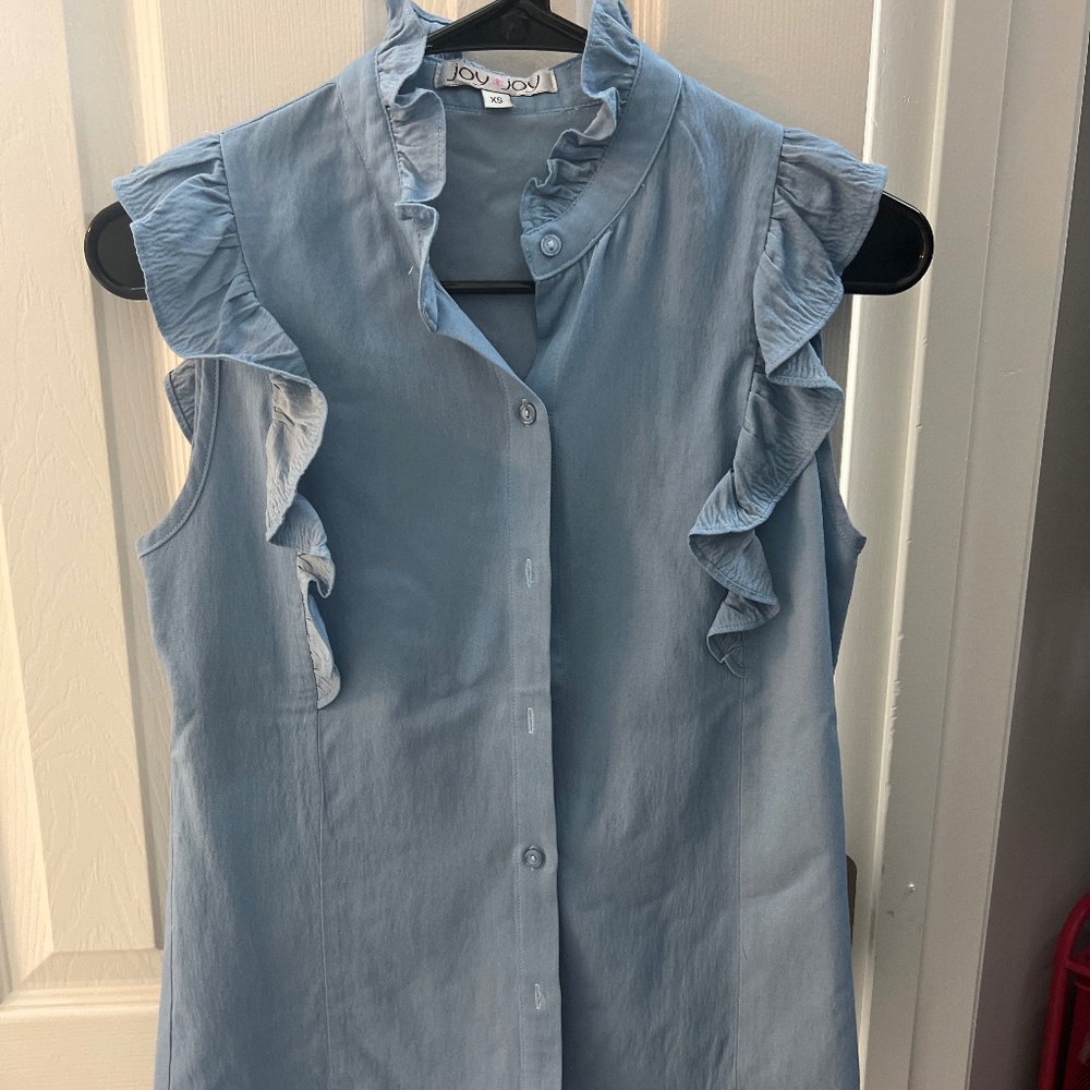 Joy Joy Blue Buttondown Sleeveless